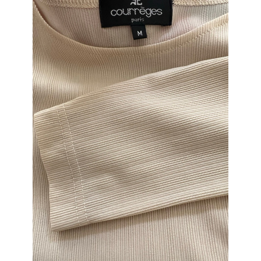 NWT Women's Courrèges Golden Beige Long Sleeve Ribbed Tee M